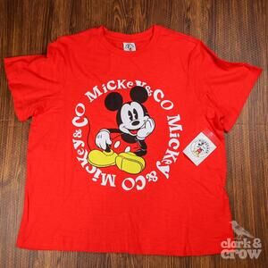 Disney Mickey & Co Red Mickey Mouse Graphic T-Shirt Organic Cotton L NWT